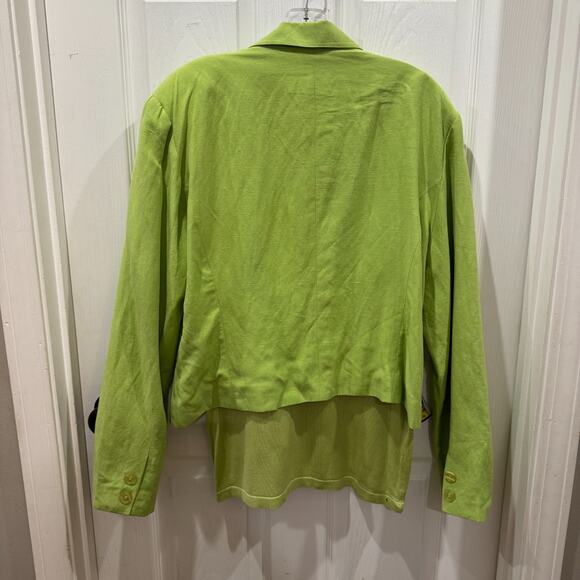 VTG 80s Womens Blazer Lime Green Silk Linen Blend Sz 16 and Mock Tank Set Sz L - Picture 10 of 11